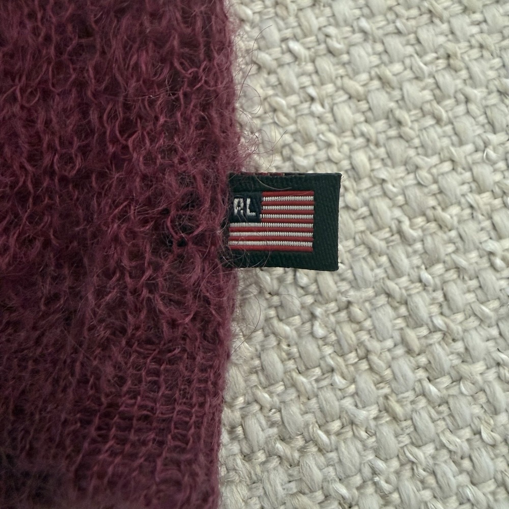 Womens Ralph Lauren Polo Jeans Co. Sweater Burgundy Size M Mohair Blend Preppy - Picture 8 of 12
